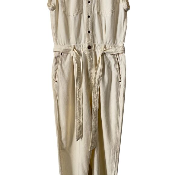 Anthropologie Rag & Bone Anna Jumpsuit Large White Denim Utility Coveralls Boho - Picture 10 of 16